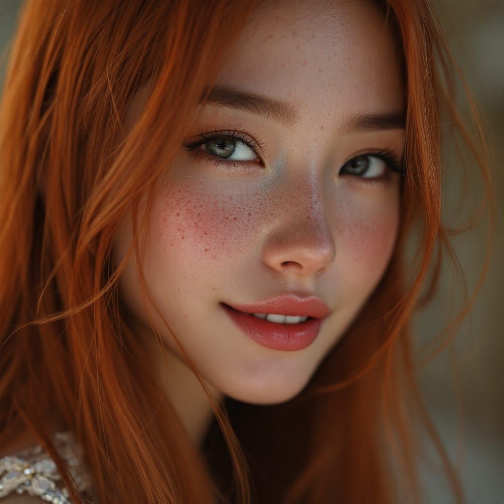 Glowing Young Asian Woman in Vibrant Portraiture