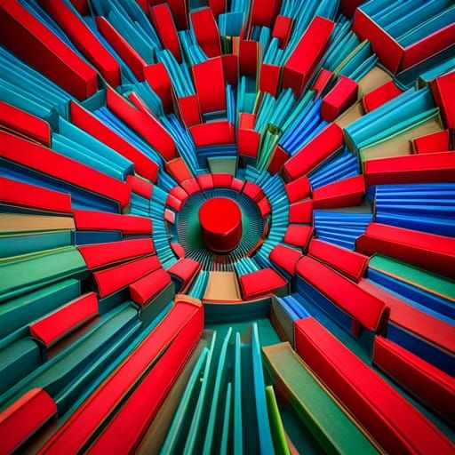 Book Labyrinth with Red Book Center