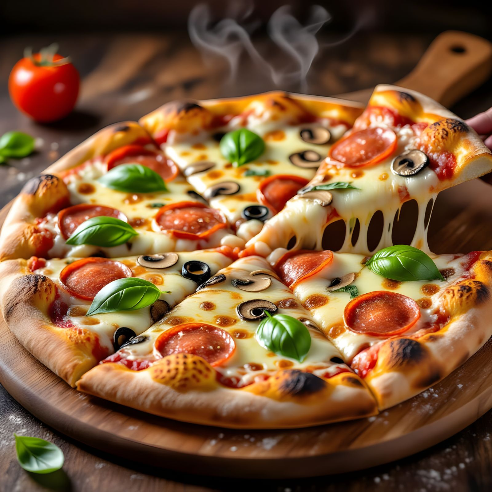 Mouthwatering Pizza on Wooden Peel - Ultra Realistic Food Ph...