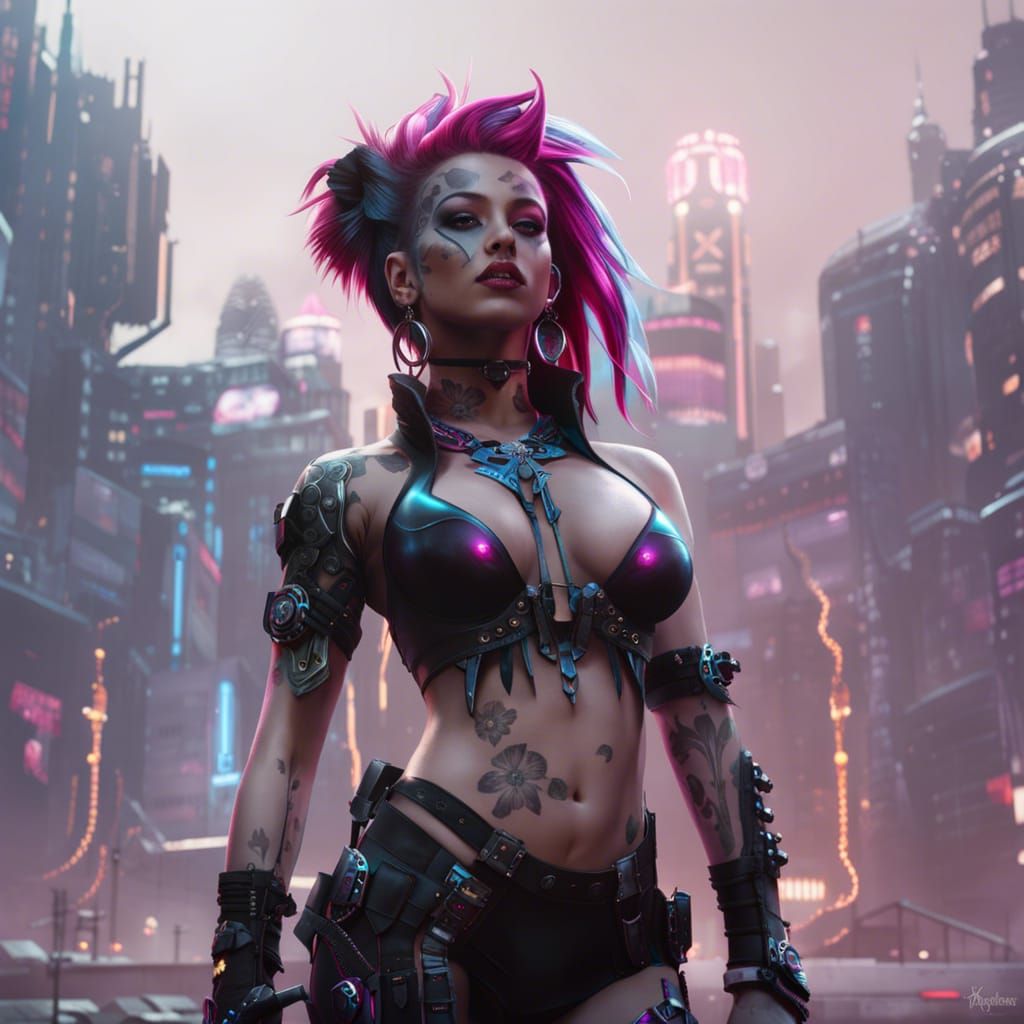 Cybergoth Girl in Cyberpunk Style