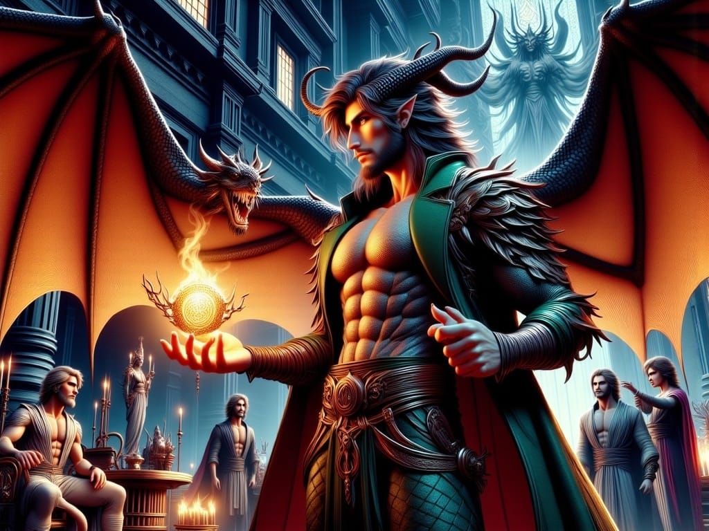 Dragon-Human Hybrid Warrior in Comic Book Style