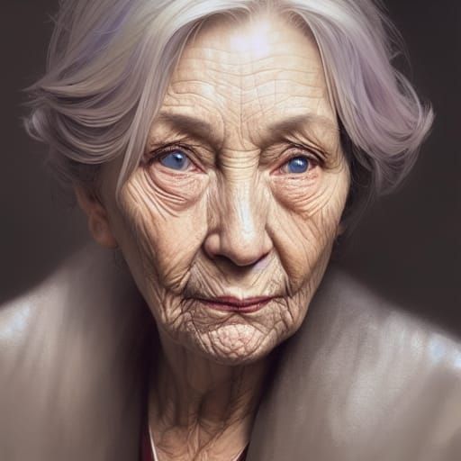 Hyperrealistic Portrait of an Old Woman in 8k