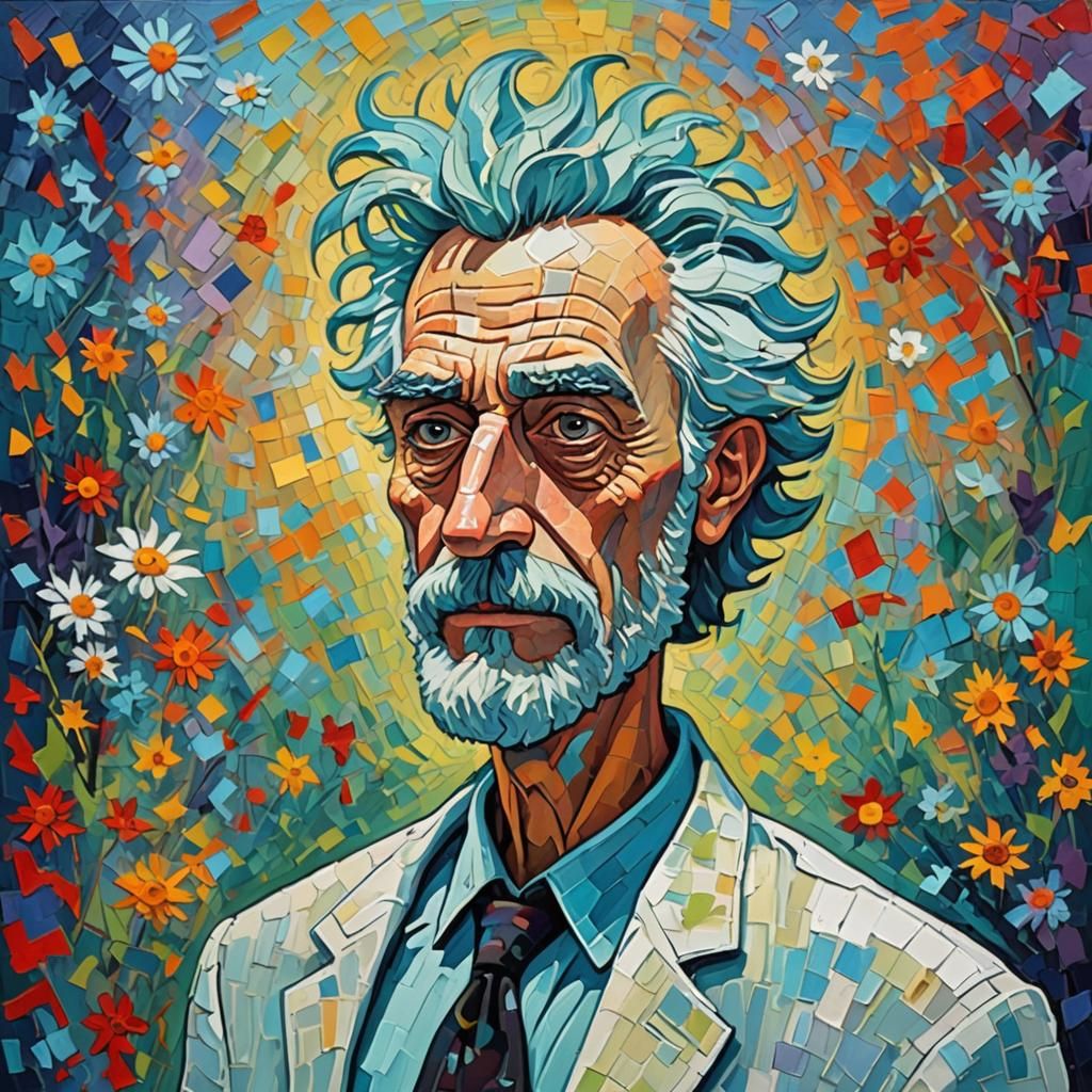 Rick Sanchez in Expressionist Impasto Oil Painting