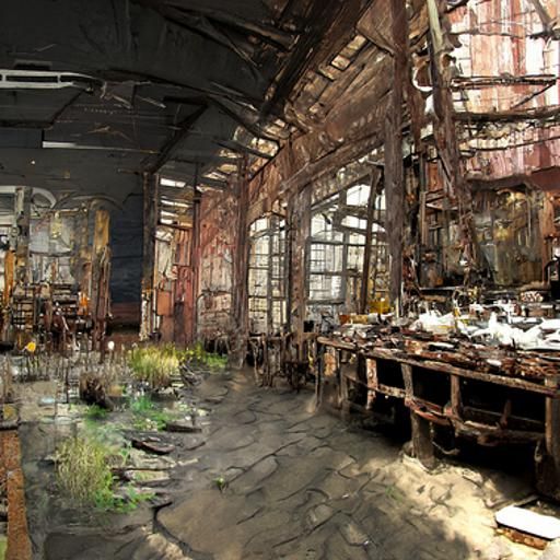 Creepy Owl Demons in Derelict Factory Interior