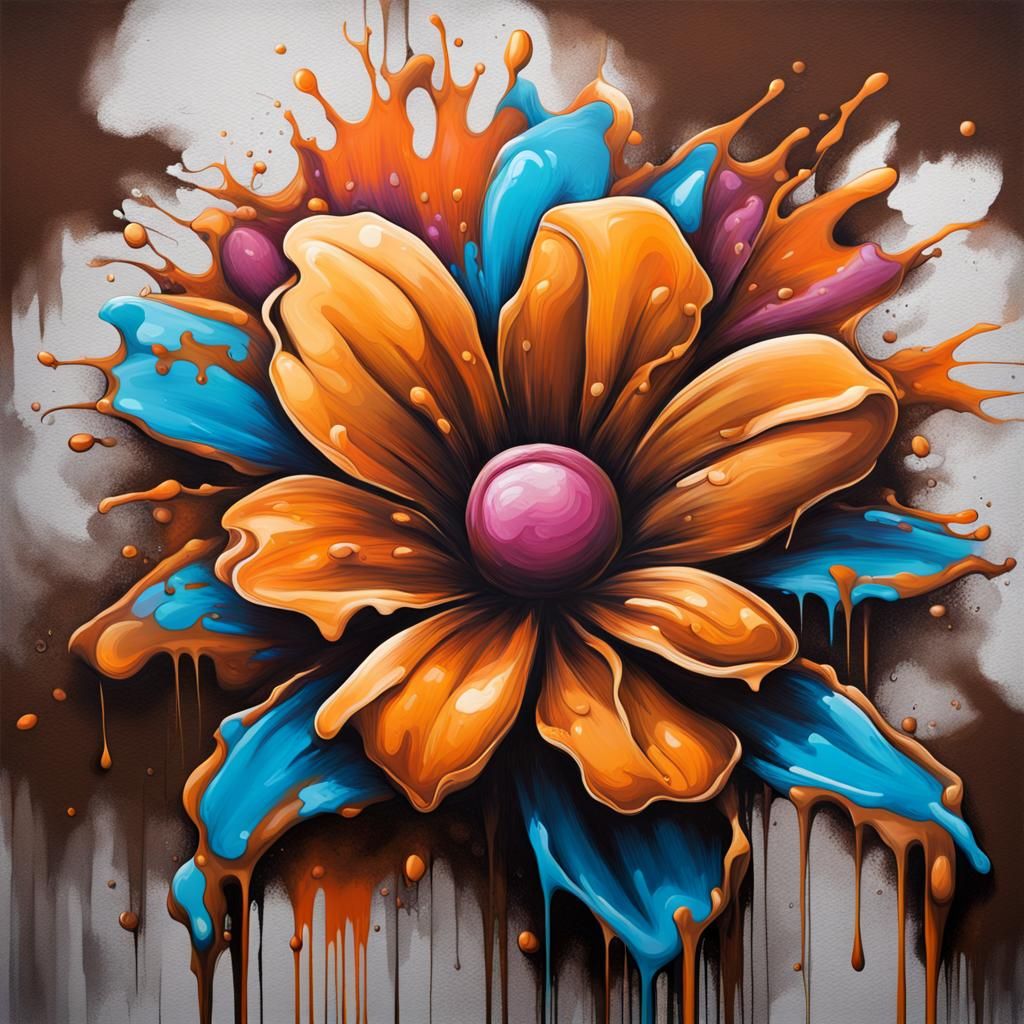 Graffiti Art: Giant Brown Flower in Splash Style