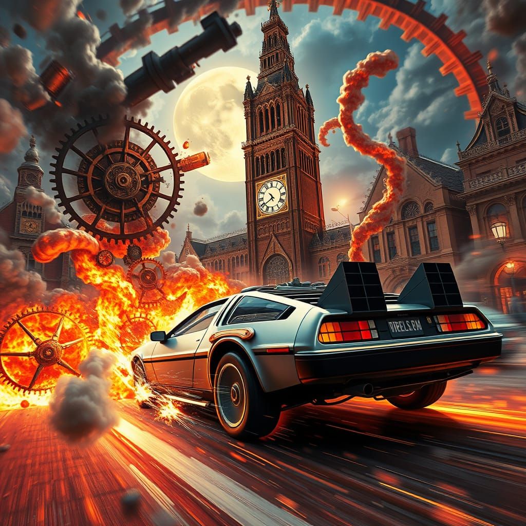 Time-Traveling DeLorean in a Clockwork Dreamscape