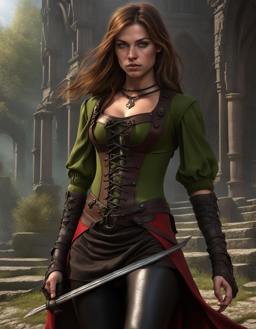 Medieval Huntress Concept Art in Dark Fantasy Style