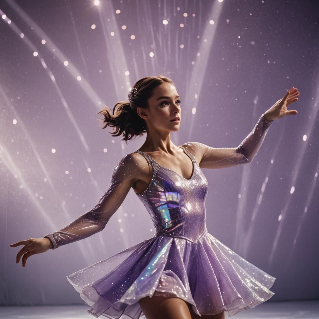 Stunning Figure Skater in Holographic Dress