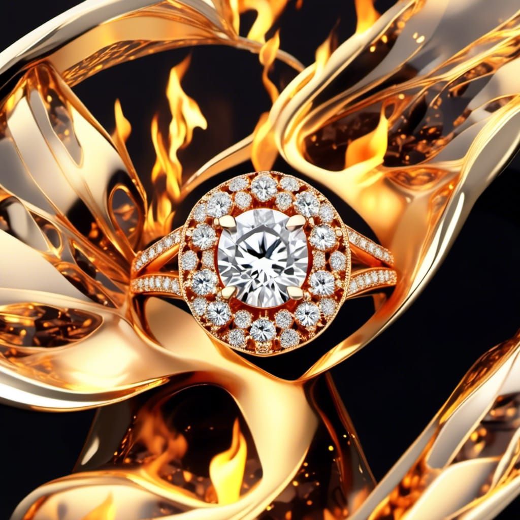 Flaming Diamond Ring with Bling Aesthetic