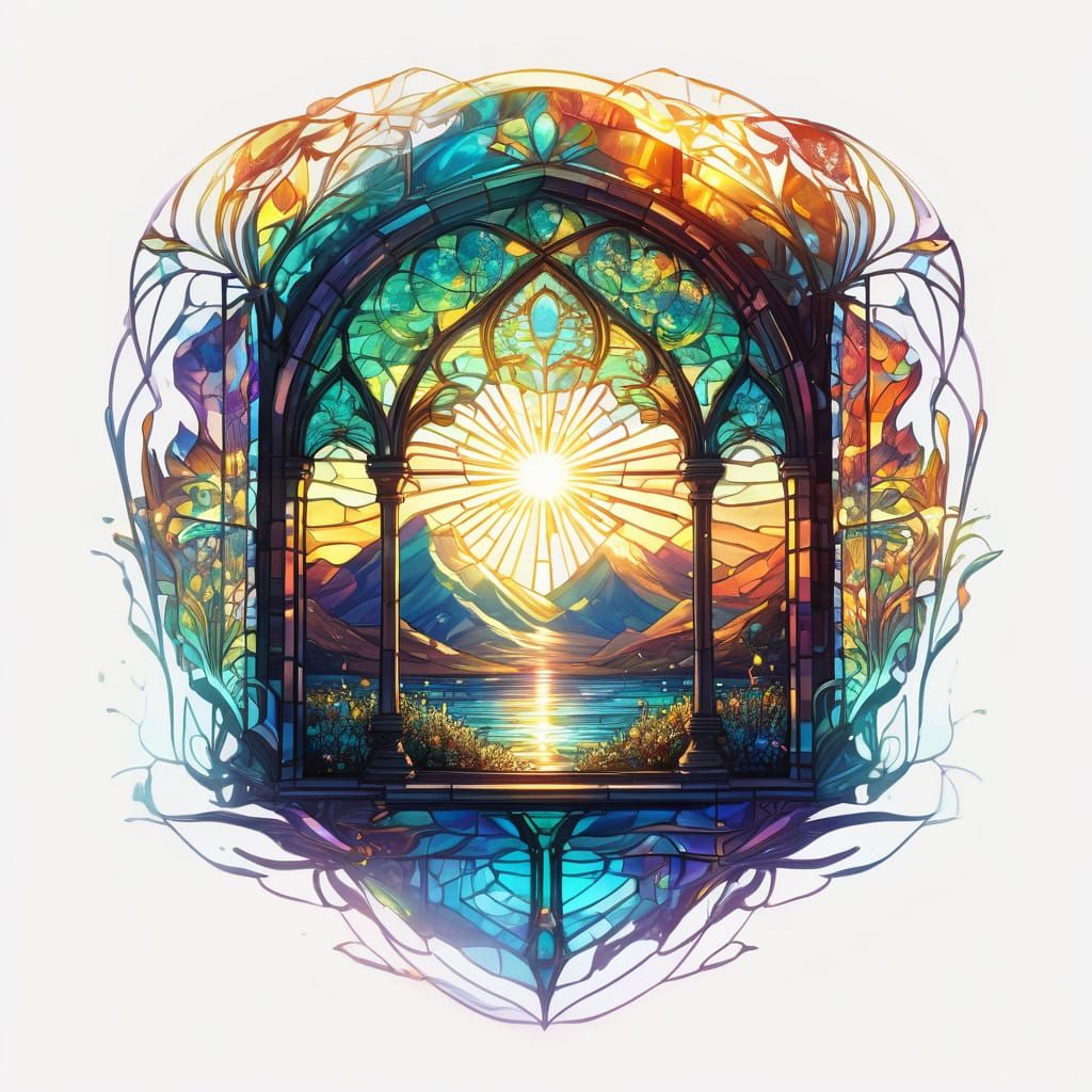 Stunning Stained Glass Masterpiece in Hyper-Realistic Digita...