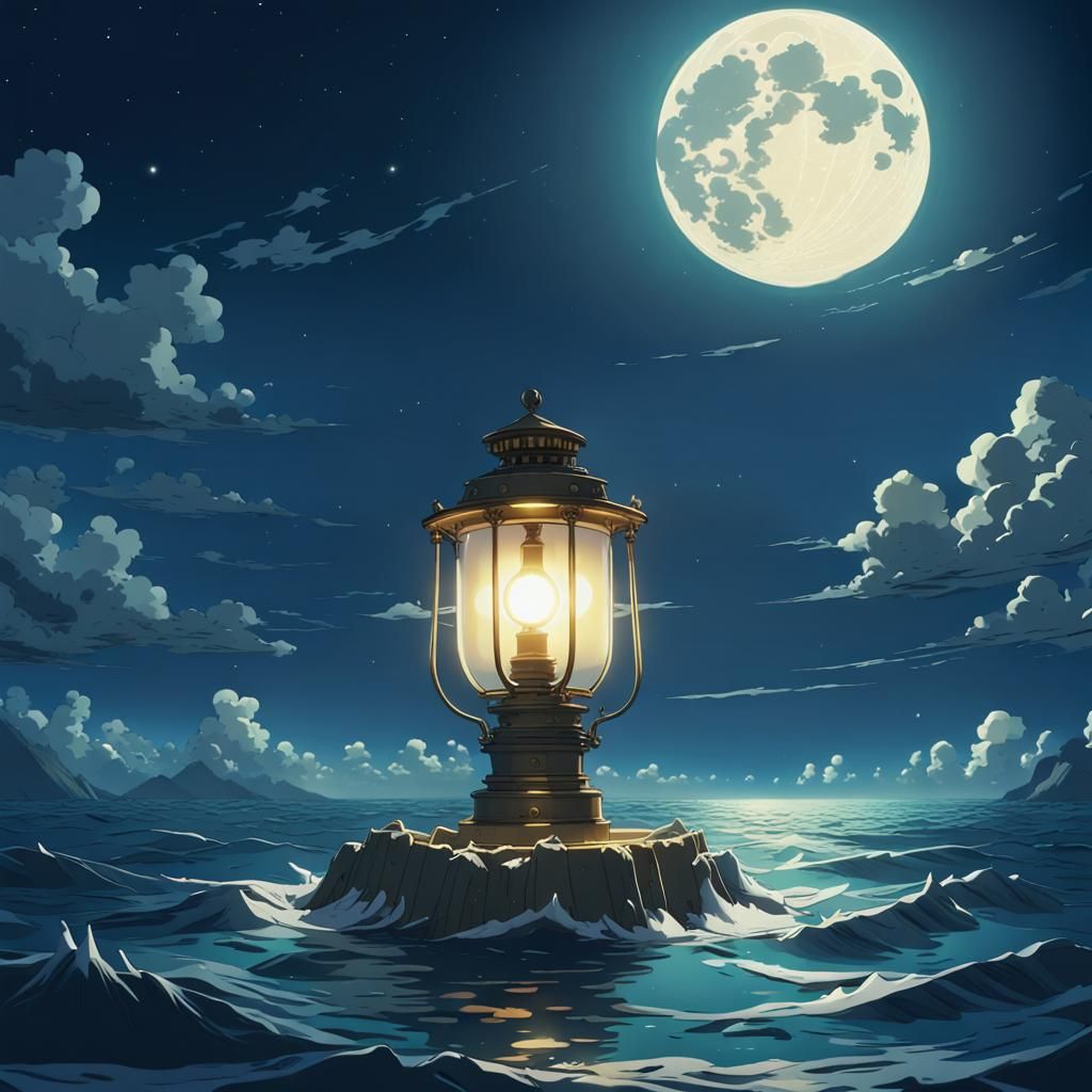Lamp in Ocean: Studio Ghibli Anime Visual