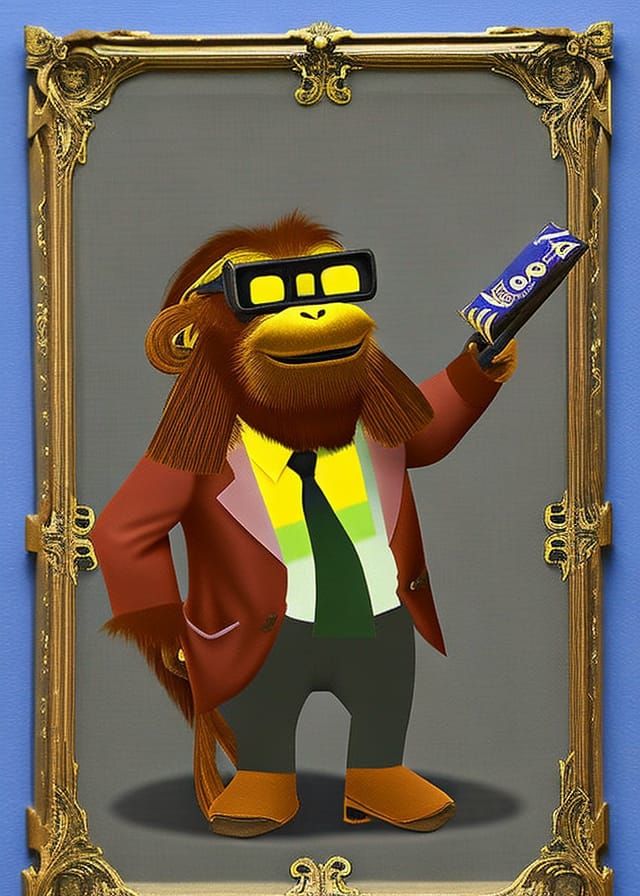 Orangutan Librarian in a Fantasy Library