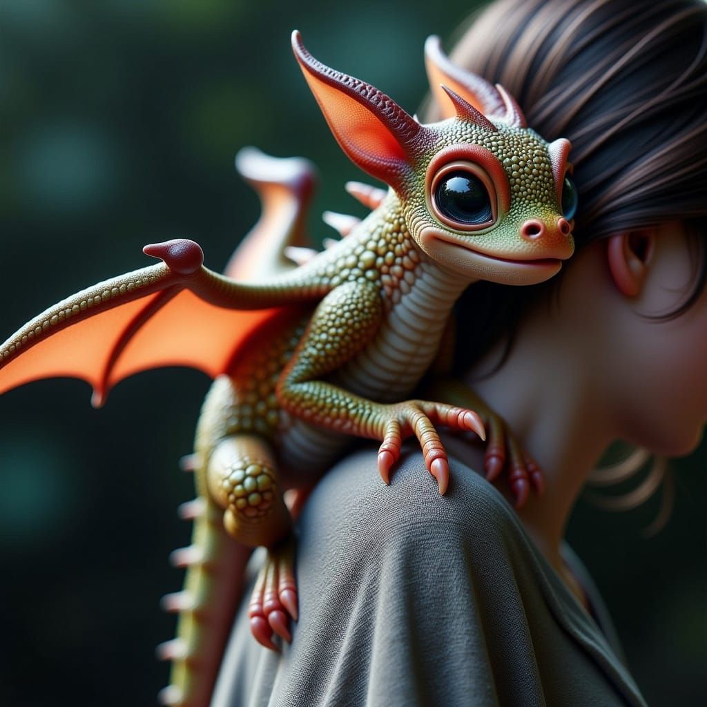 Dragon Shoulder Companion: Psychedelic Digital Art