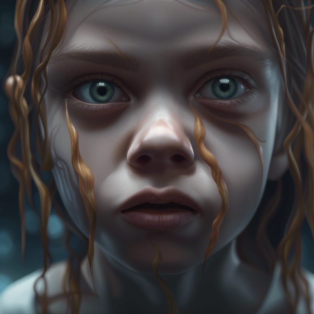Lily's Haunted Reflections in Hyperrealistic Style