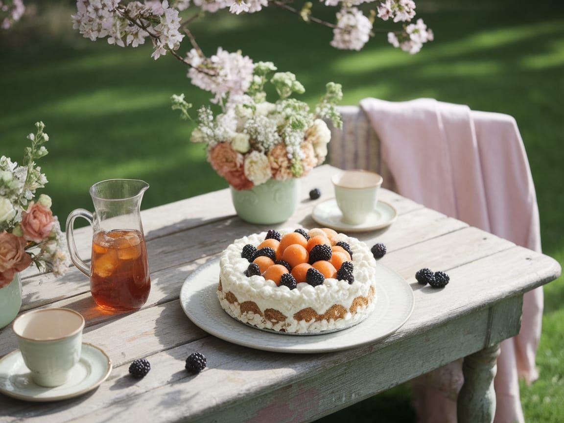Rustic Afternoon Picnic in a Vibrant Garden