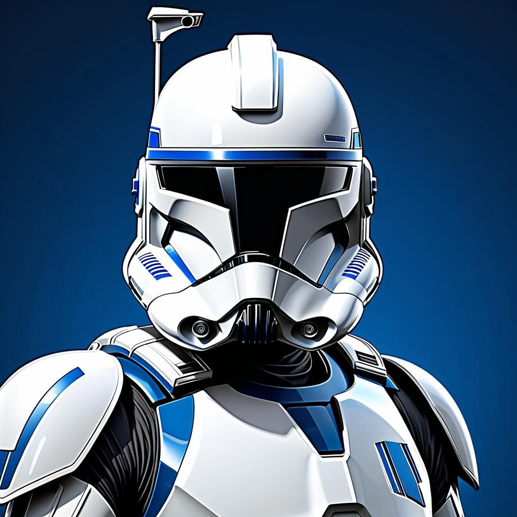 Detailed Cel-Shaded Vector Portrait of Clone Trooper