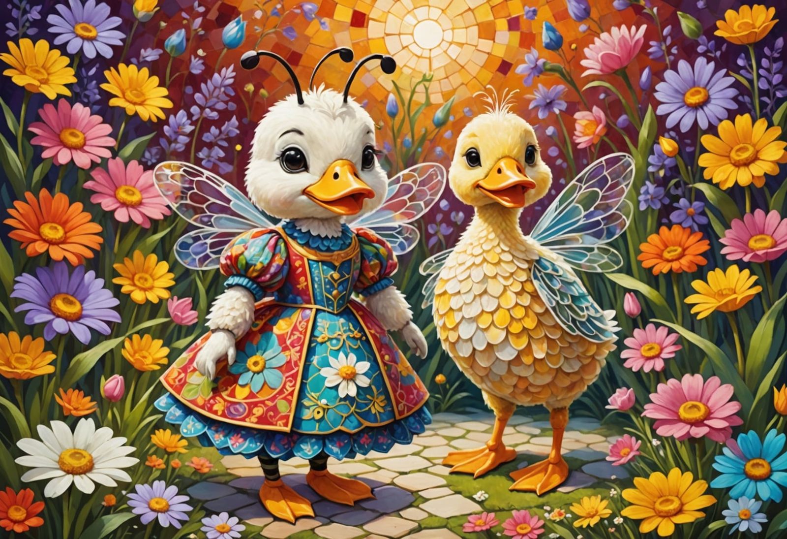 Whimsical Floral Fantasy in Patchwork Style