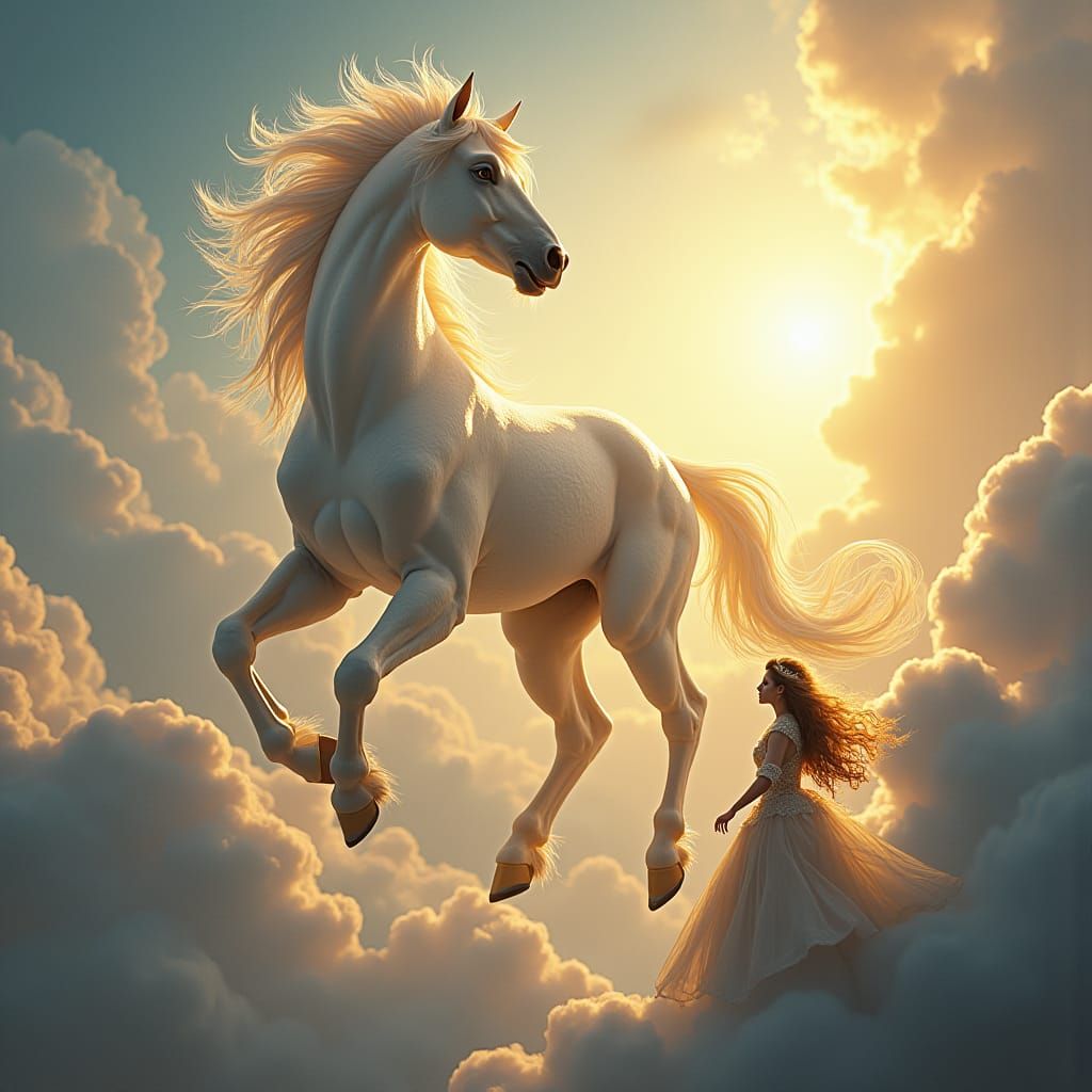 Majestic Dragon and Armored Maiden in Hyperrealism