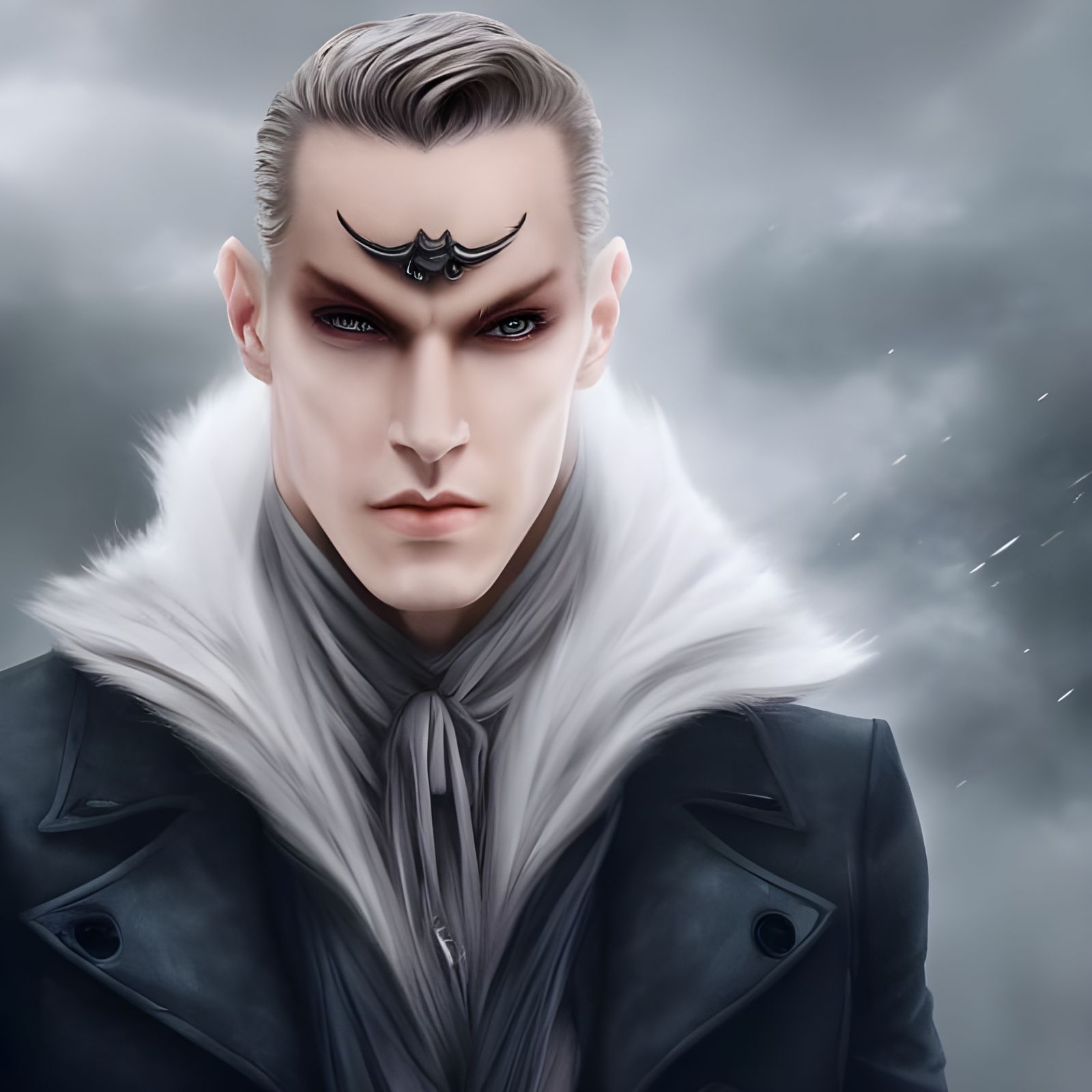 Sinister Vampire in Fog, Hyperrealistic Digital Art