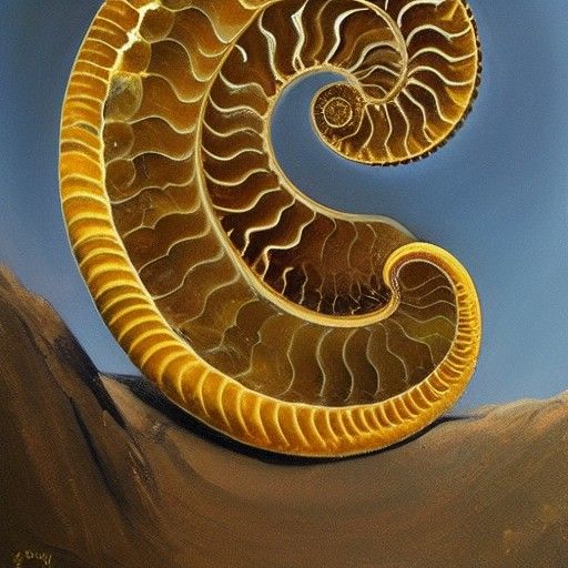Ammonite Fossil as Oil Painting