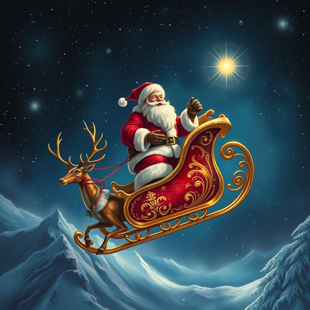 Christmas mug with a wrap around design of Santa Claus on hi...