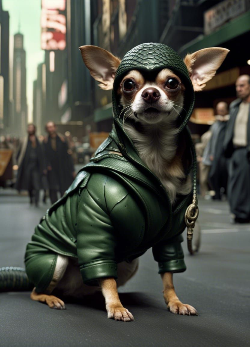 Chihuahua as Snake Plissken: Detailed Matte Painting