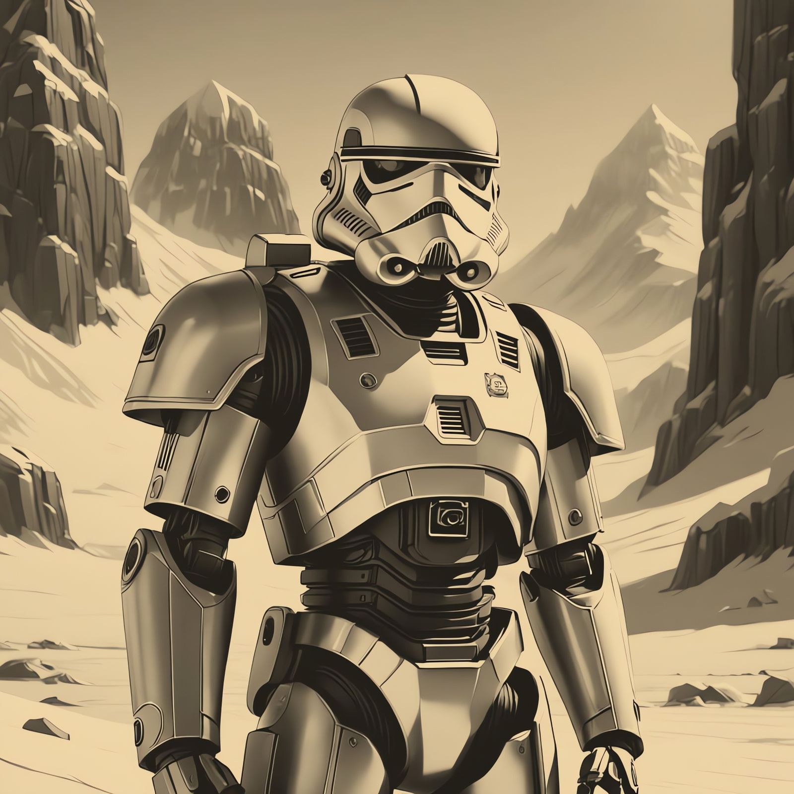 Robot Snow Trooper on Hoth: Ralph McQuarrie Style