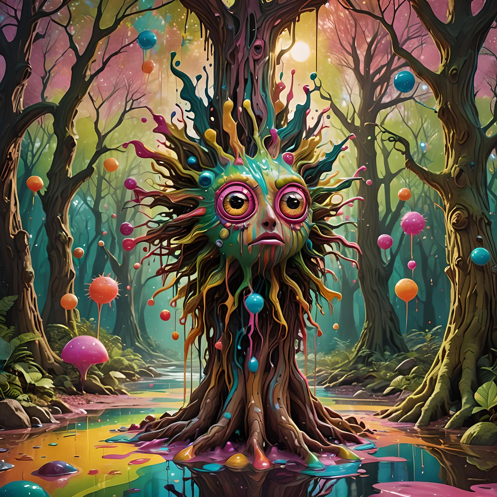 Psychedelic Trees in a Mind-Bending Landscape