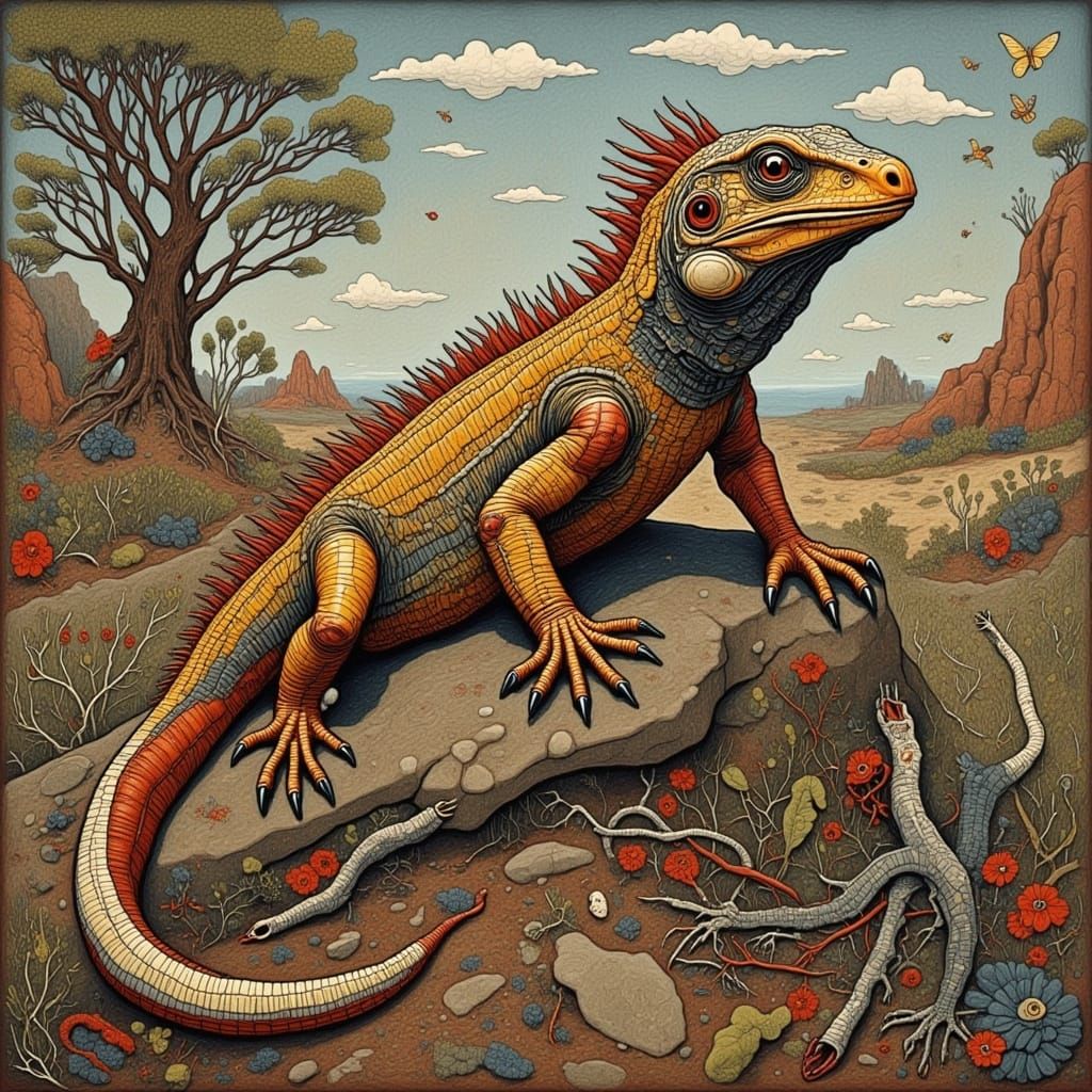Australian Outback Lizard in Vibrant Earthy Hues