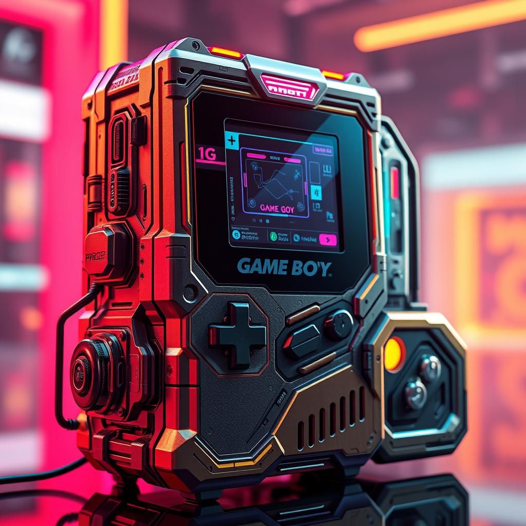 Futuristic Game Boy Pro in 3D Anime Style