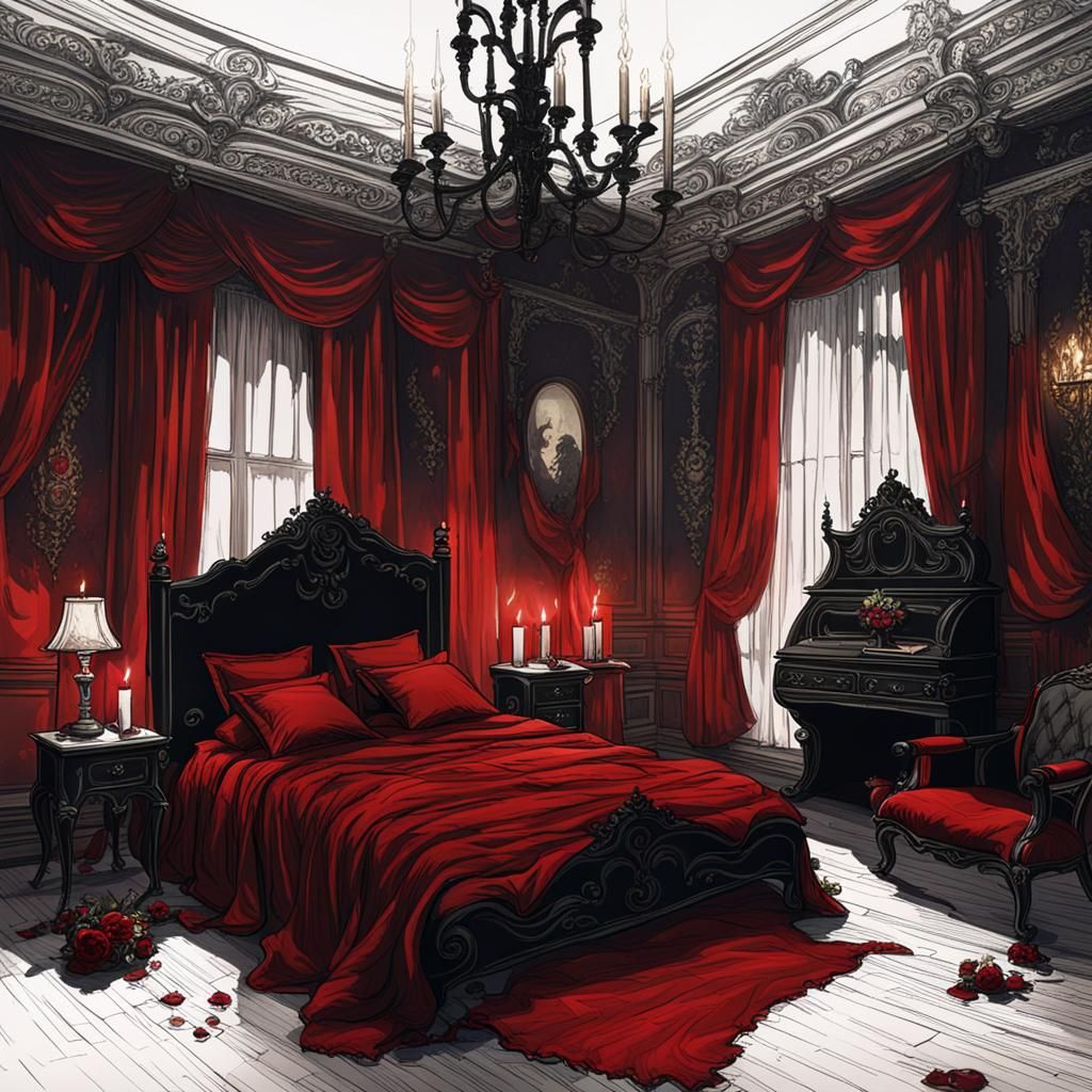 Gothic Rococo: A Vampire's Dark Bedroom