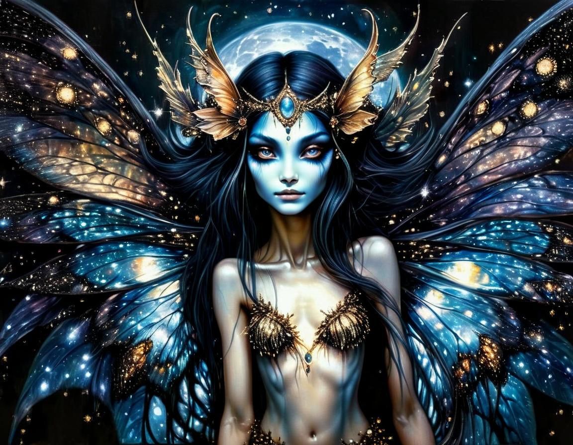 Bioluminescent Moon Fairy Digital Painting