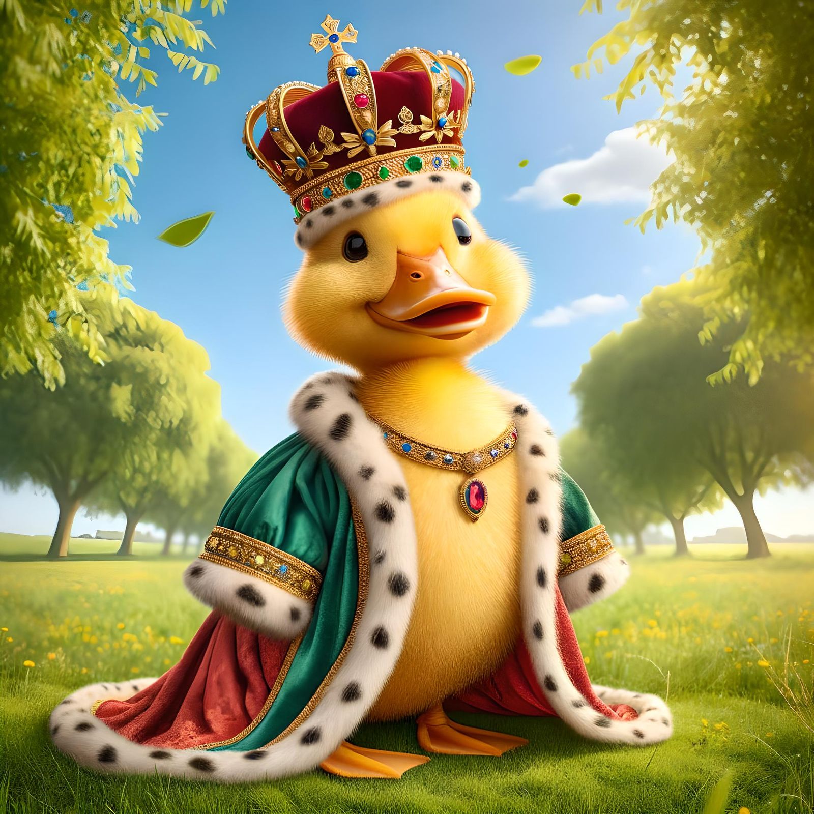 Regal Duck in Crown and Robes