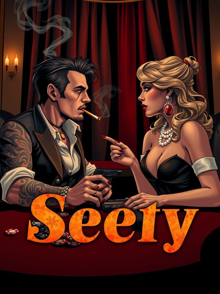 Intense Casino Glance in Noir Art Deco Style