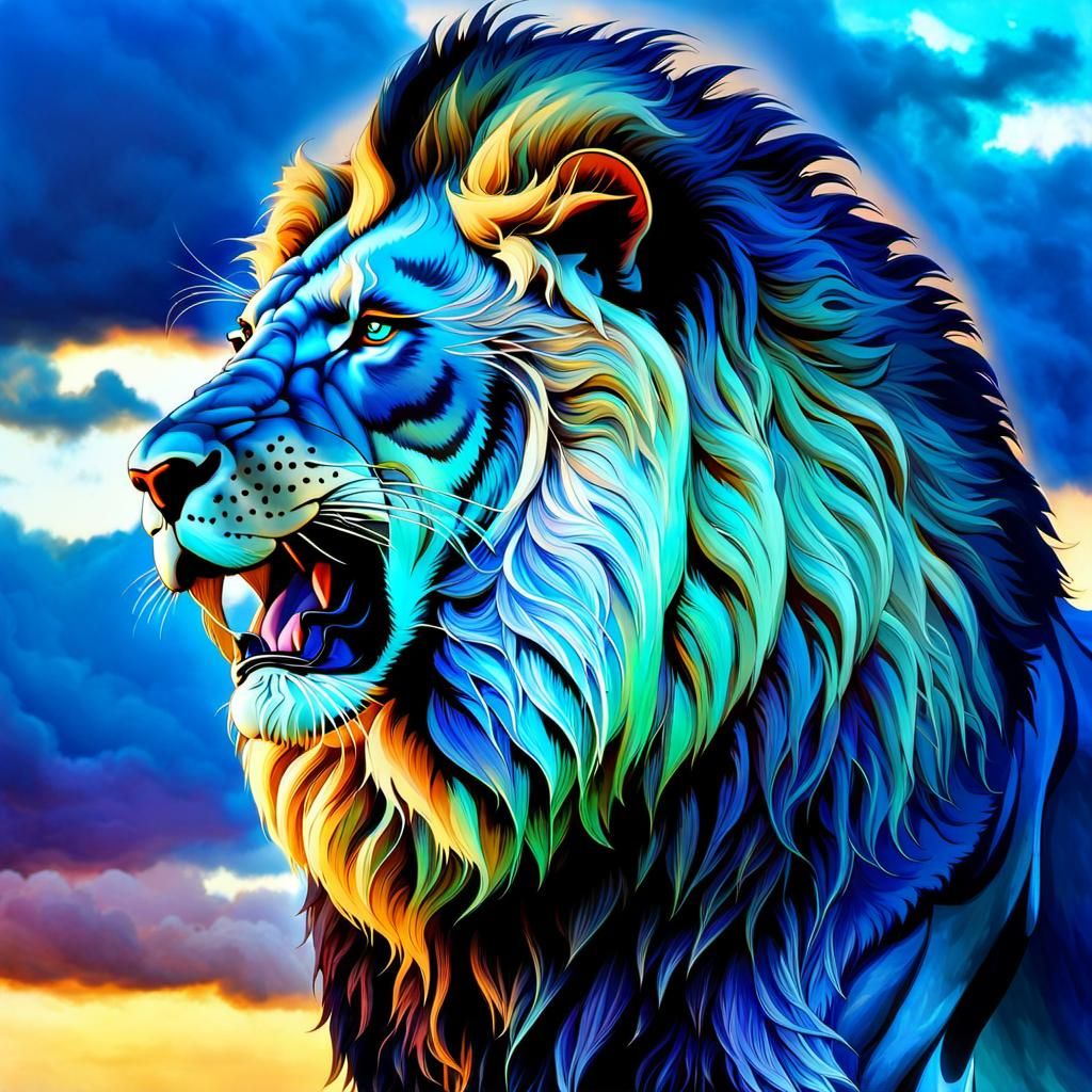 Majestic Blue Lion Knight of Narnia