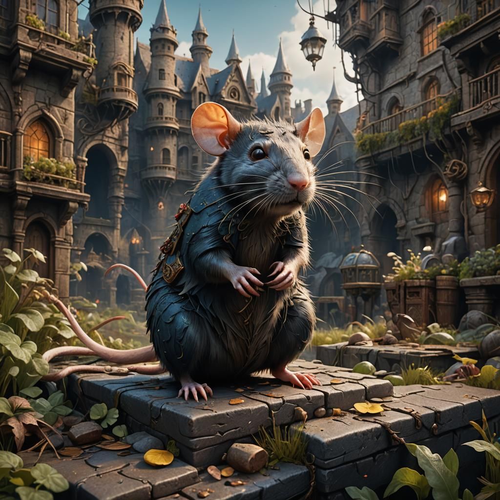 Fantastical Rat in Detailed Matte Painting