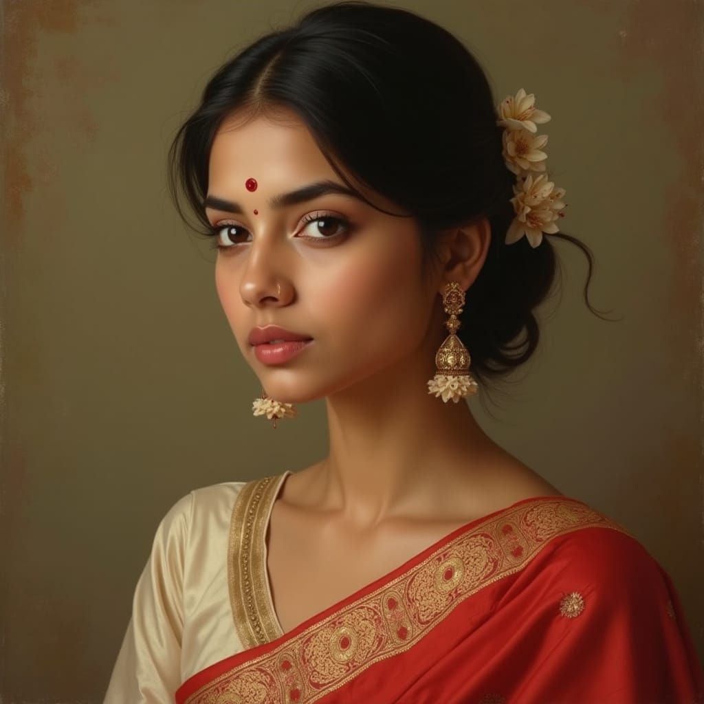 Hyper-Realistic Bengali Beauty in Classic Saree