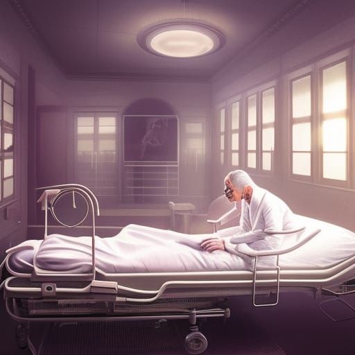 Emotional Scene: Person Crying in Hospital Room