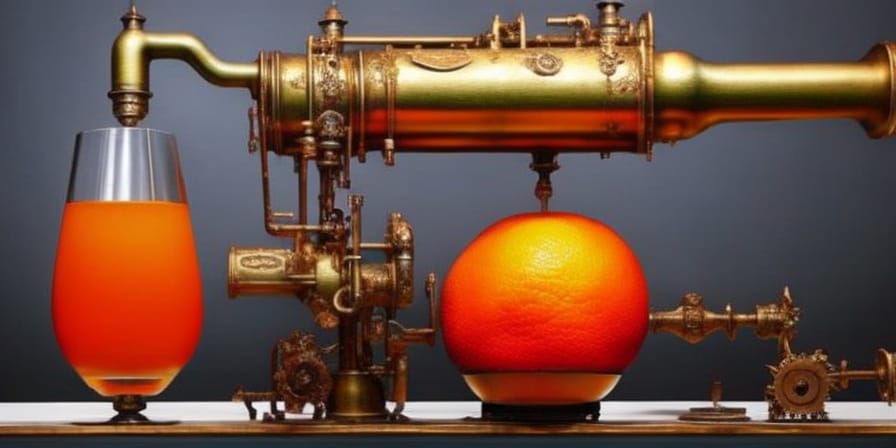 Steampunk Orange Juice Machine in Hyperrealism
