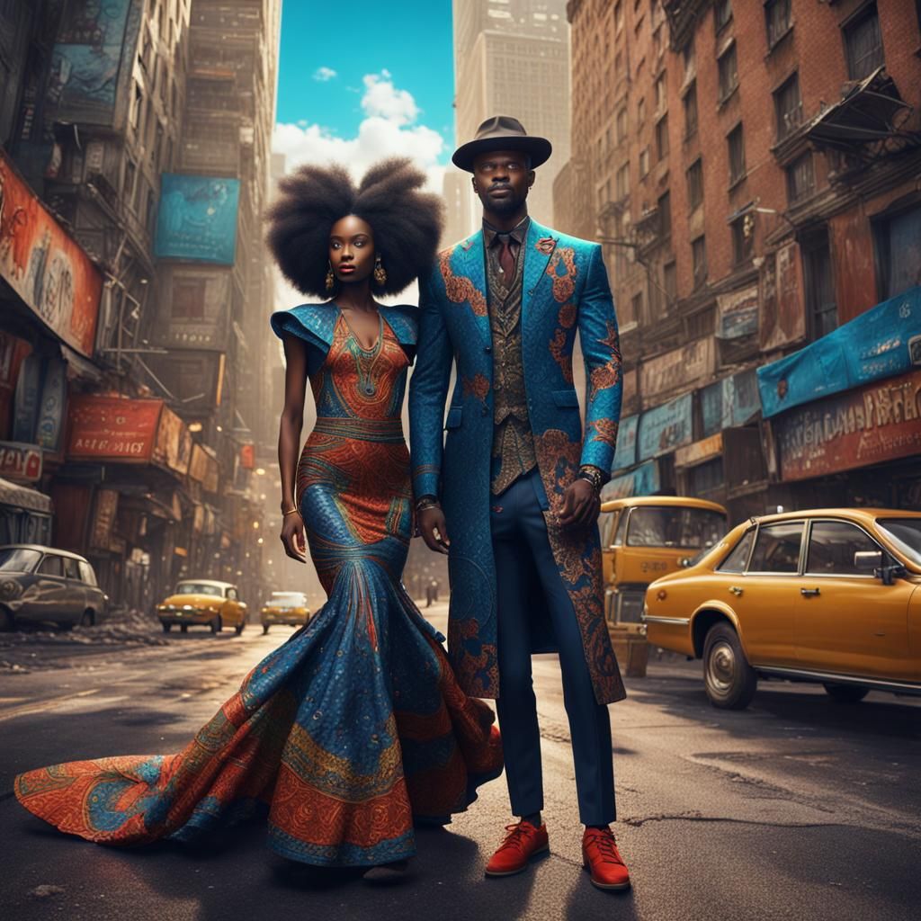 Haitian Couture Couple in NYC: Afrofuturistic Realism