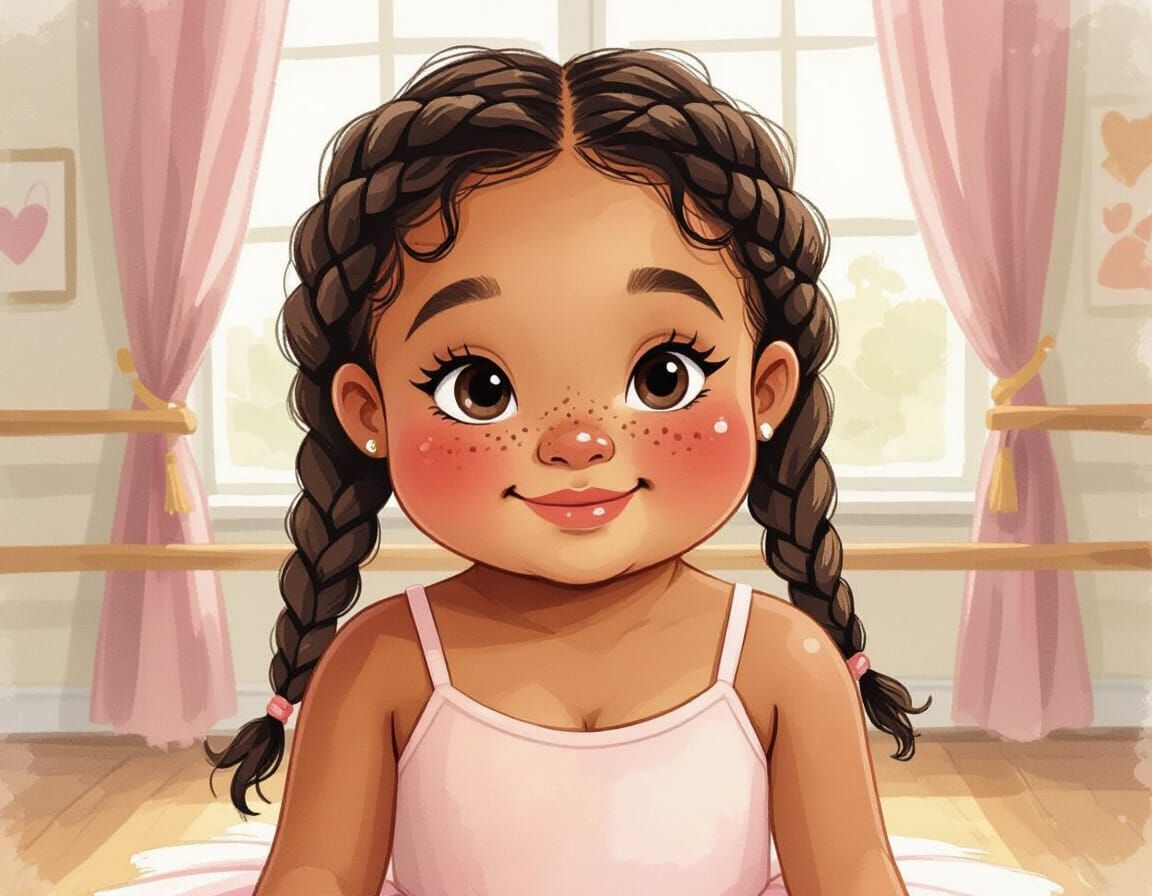 Ballet Girl in Wet-on-Wet Watercolor Style