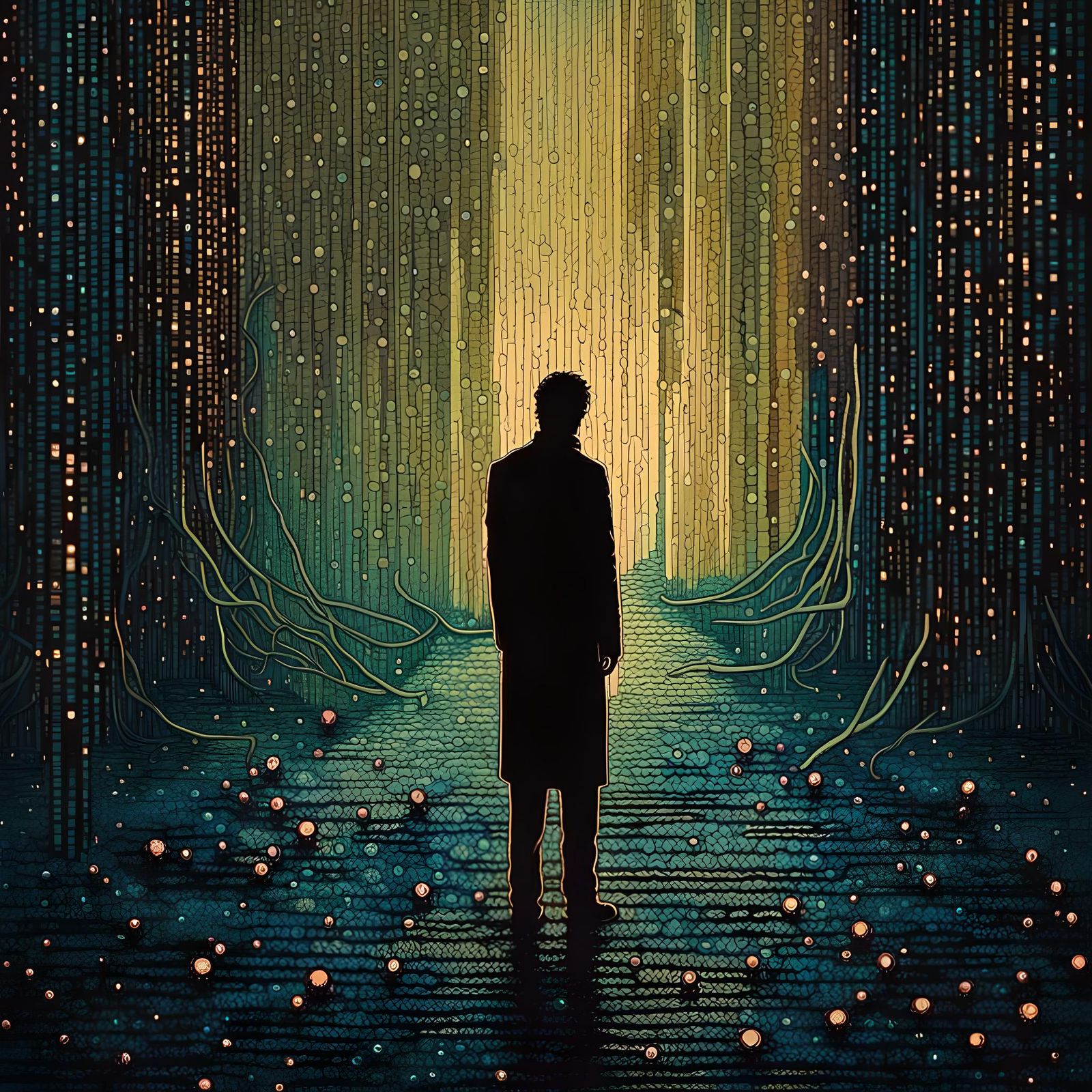 Gothic Glitchcore Dream in Pixelscape Style