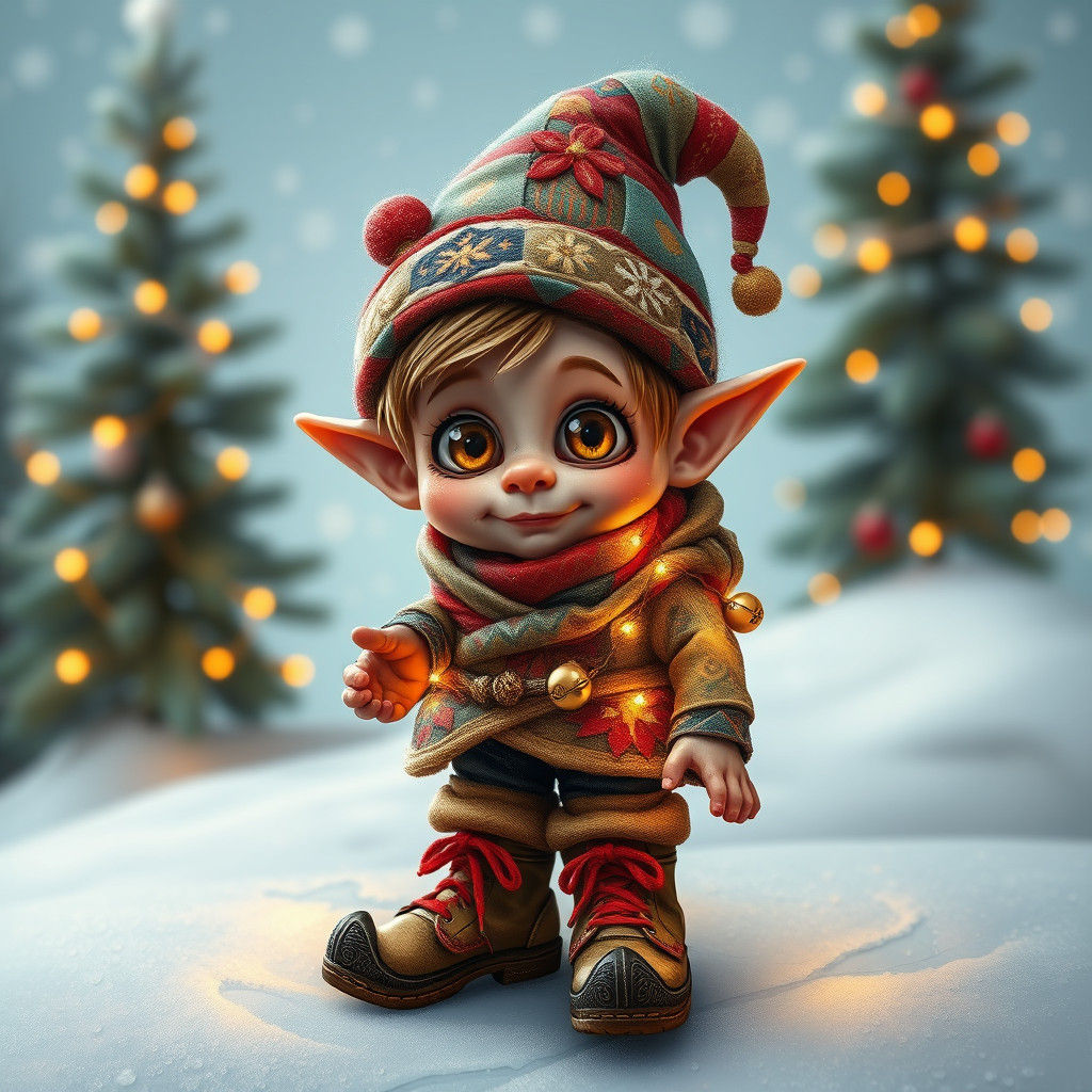 Frazzled Elf in Burtonesque Style Oil Painting