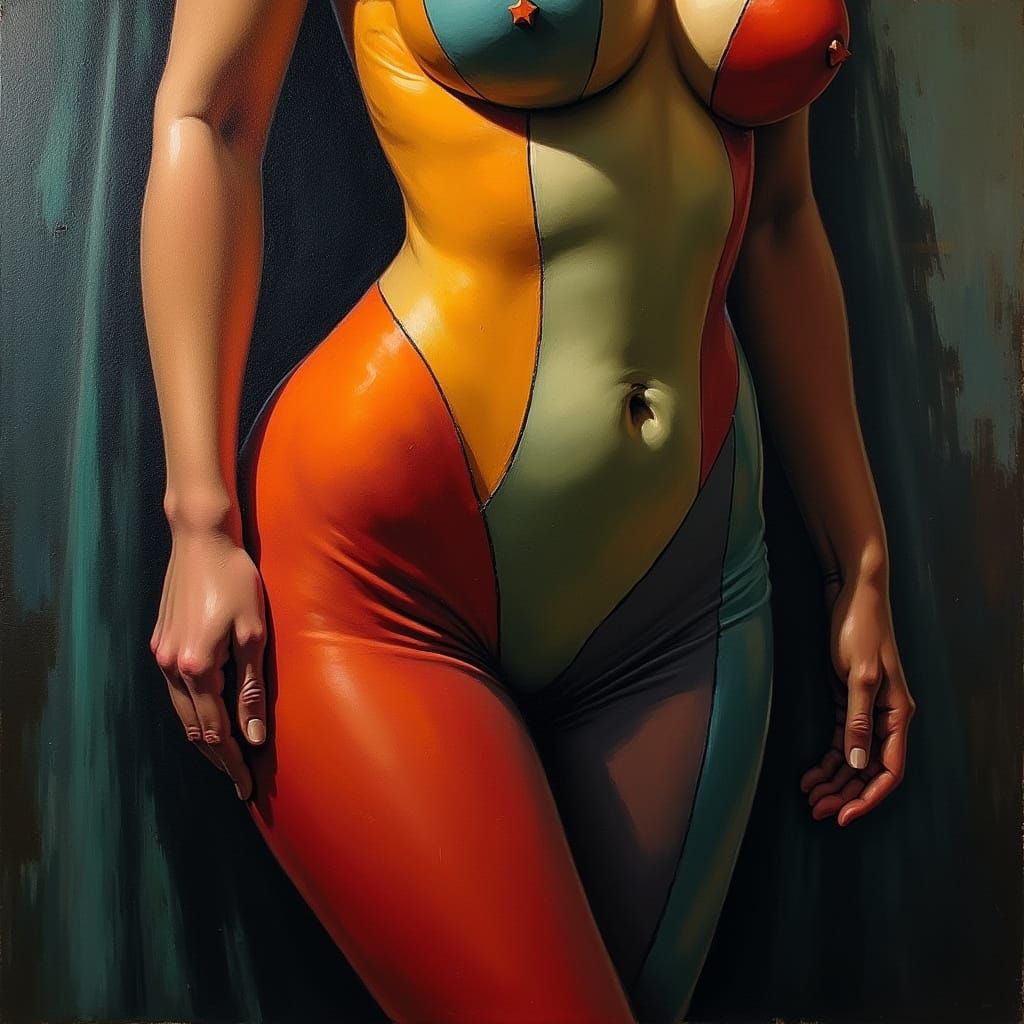Sensual, Abstract Female Form in Expressive Oil Painting