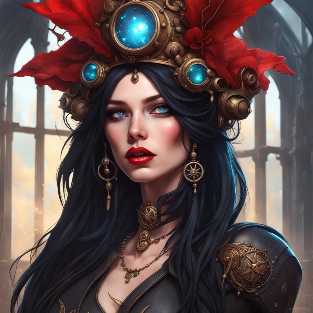 Steampunk Fairy Witch Portrait in 8K