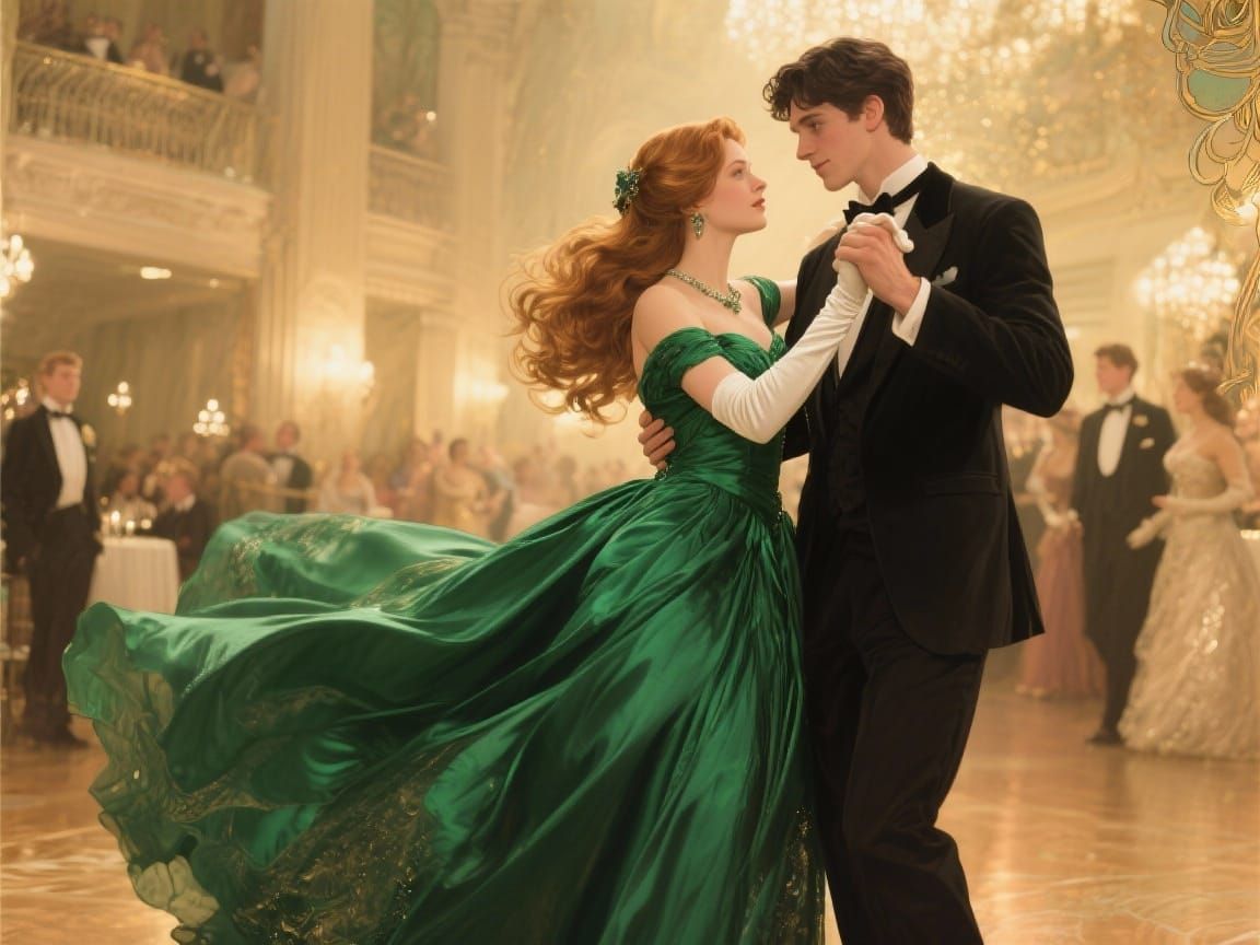 Couple Dancing at College Formal in Elegant Style