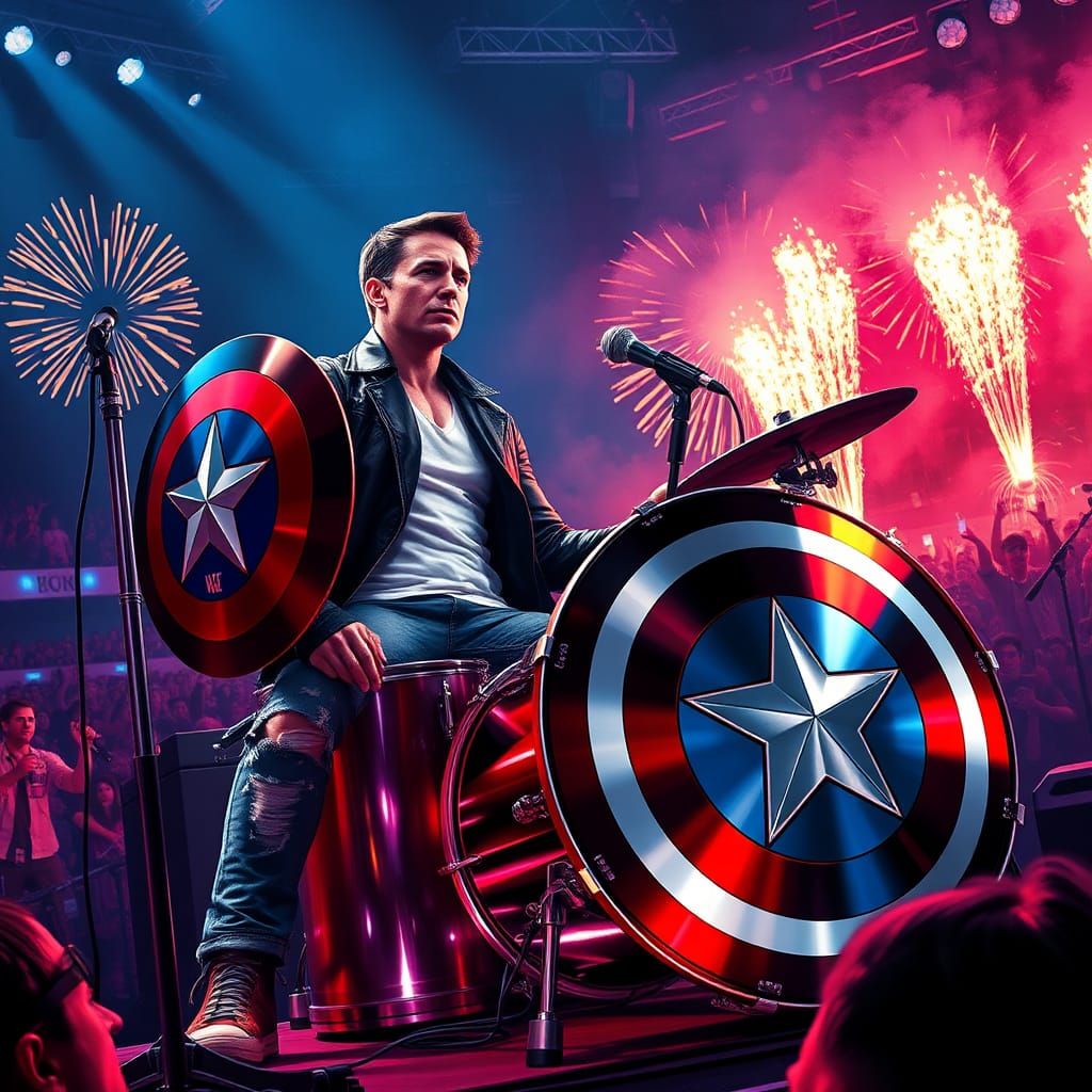 Captain America Rocks Out on Drums