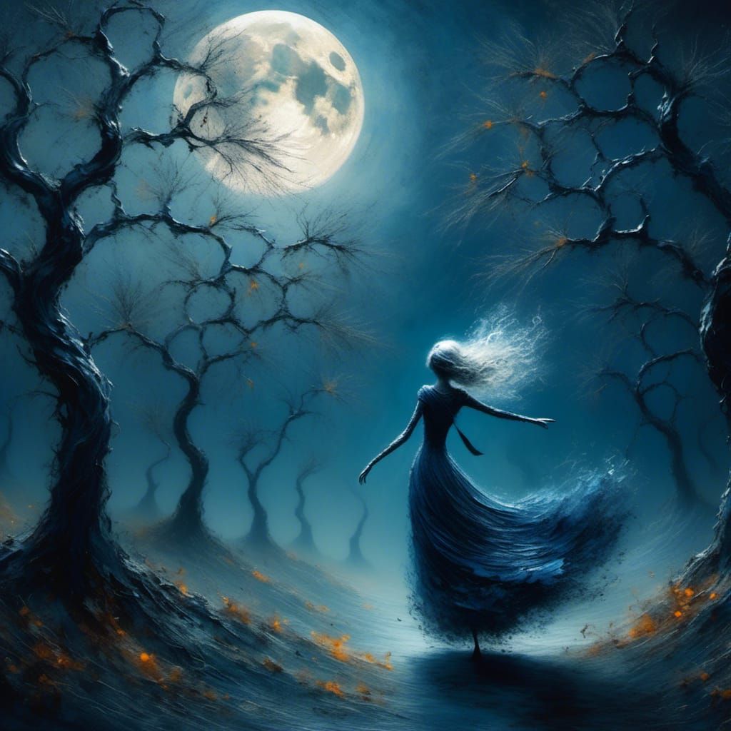 Ethereal Moonlit Dance in Surreal Style