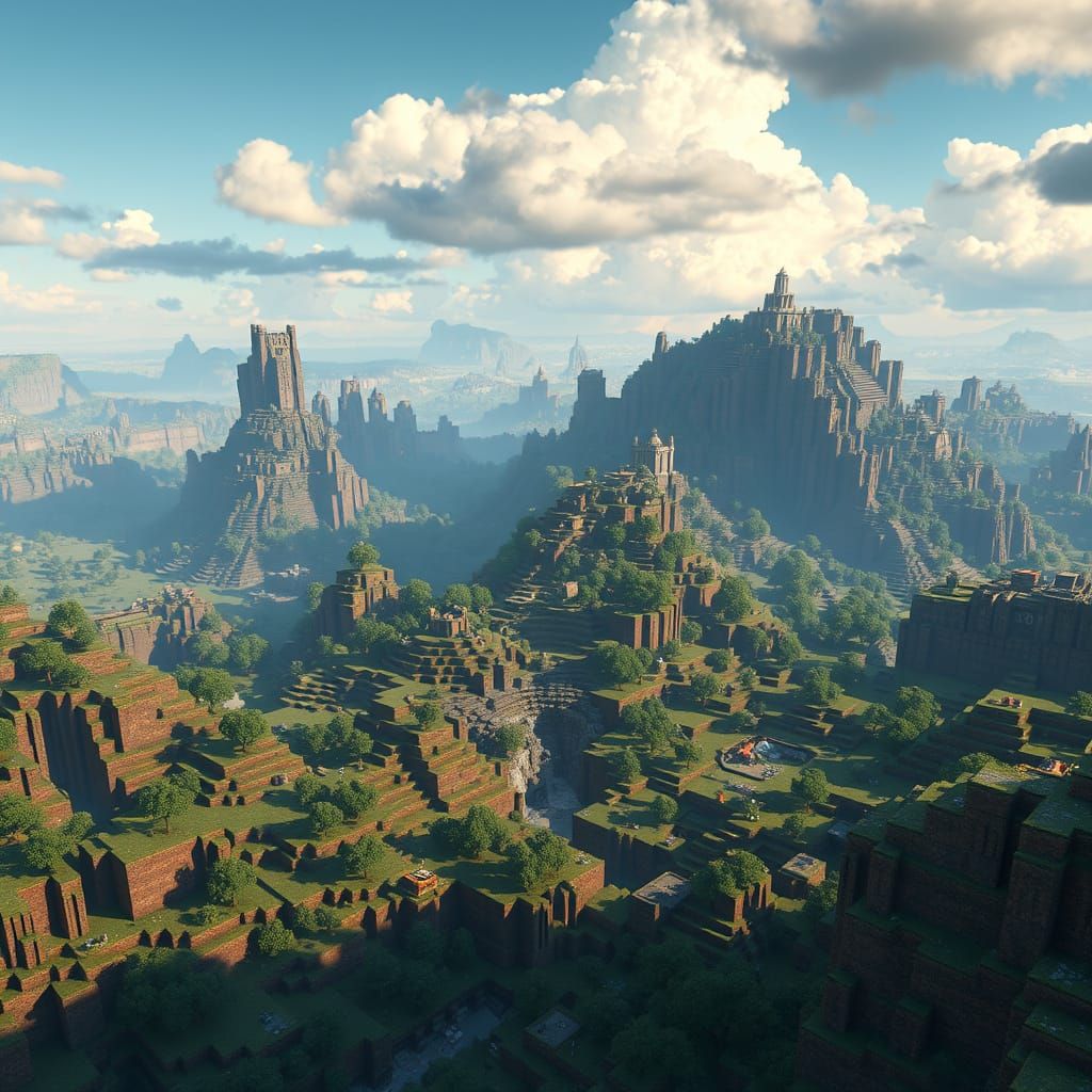 Epic Minecraft Landscape in High Dynamic Range