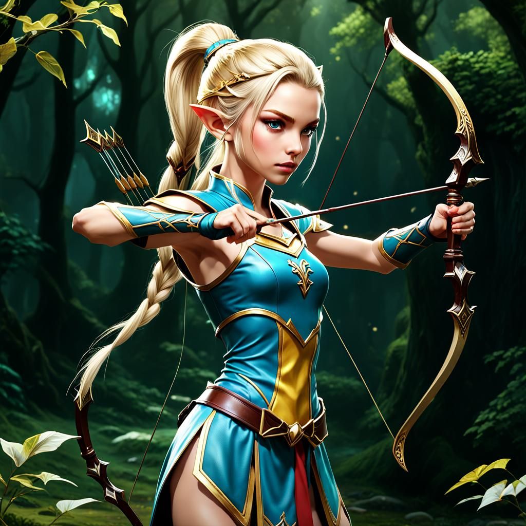 Fantasy High Elf Archer in Detailed Matte Painting